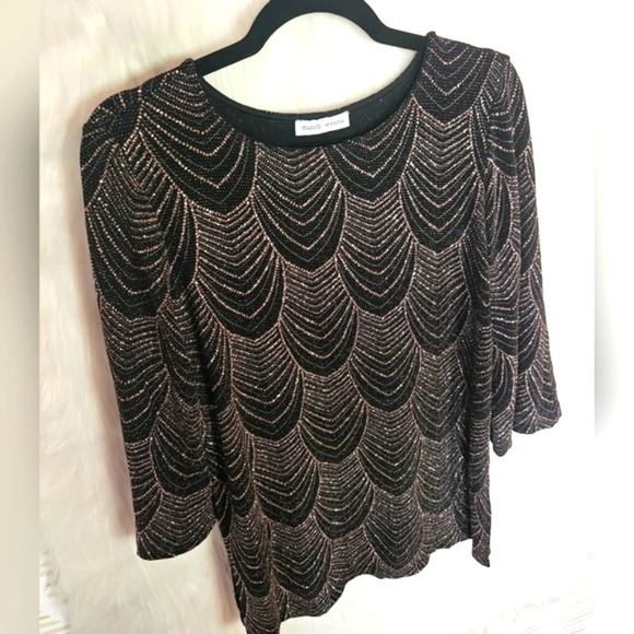 Mandy Evans Holiday Sparkle and Drape Metallic Blouse - Picture 2 of 8